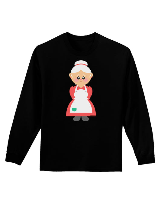 Cute Mrs Santa Claus Christmas Adult Long Sleeve Dark T-Shirt-TooLoud-Black-Small-Davson Sales