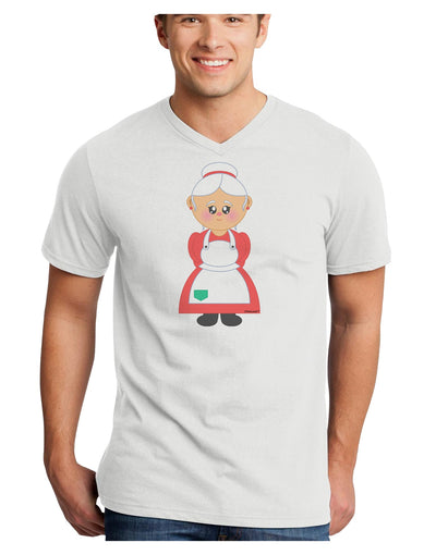 Cute Mrs Santa Claus Christmas Adult V-Neck T-shirt-Mens V-Neck T-Shirt-TooLoud-White-Small-Davson Sales