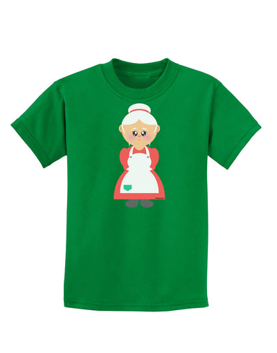 Cute Mrs Santa Claus Christmas Childrens Dark T-Shirt-Childrens T-Shirt-TooLoud-Kelly-Green-X-Small-Davson Sales