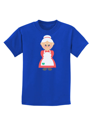 Cute Mrs Santa Claus Christmas Childrens Dark T-Shirt-Childrens T-Shirt-TooLoud-Royal-Blue-X-Small-Davson Sales