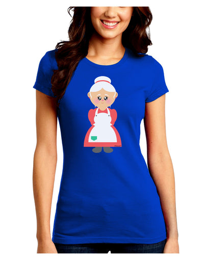 Cute Mrs Santa Claus Christmas Juniors Crew Dark T-Shirt-T-Shirts Juniors Tops-TooLoud-Royal-Blue-Juniors Fitted Small-Davson Sales