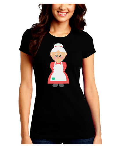 Cute Mrs Santa Claus Christmas Juniors Crew Dark T-Shirt-T-Shirts Juniors Tops-TooLoud-Black-Juniors Fitted Small-Davson Sales