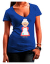 Cute Mrs Santa Claus Christmas Juniors V-Neck Dark T-Shirt-Womens V-Neck T-Shirts-TooLoud-Royal-Blue-Juniors Fitted Small-Davson Sales