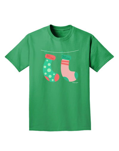 Cute Mrs and Mrs Christmas Couple Stockings Adult Dark T-Shirt by TooLoud-Mens T-Shirt-TooLoud-Kelly-Green-Small-Davson Sales