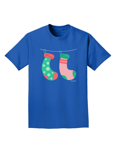 Cute Mrs and Mrs Christmas Couple Stockings Adult Dark T-Shirt by TooLoud-Mens T-Shirt-TooLoud-Royal-Blue-Small-Davson Sales