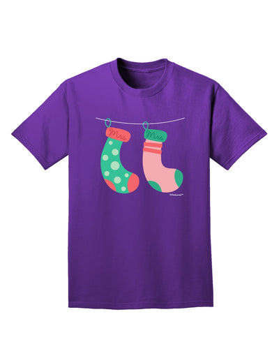 Cute Mrs and Mrs Christmas Couple Stockings Adult Dark T-Shirt by TooLoud-Mens T-Shirt-TooLoud-Purple-Small-Davson Sales