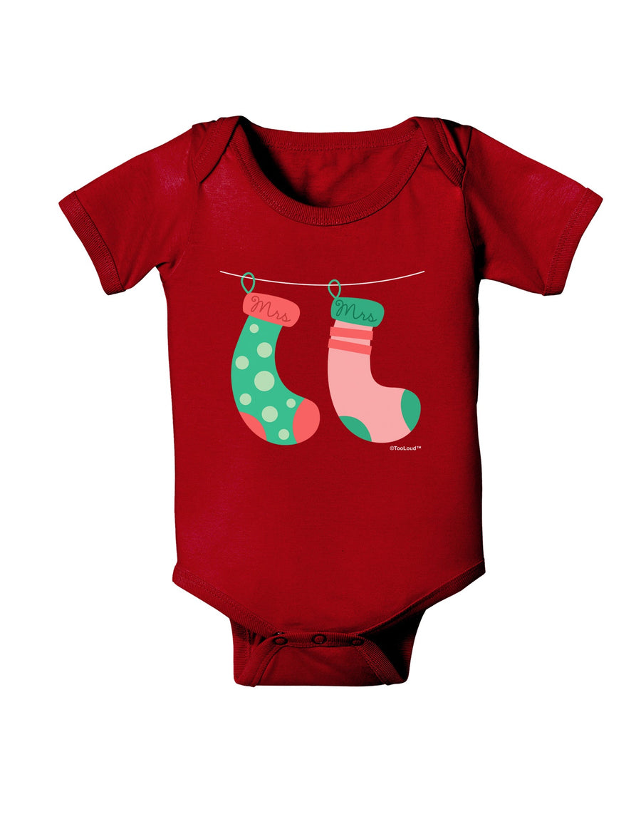 Cute Mrs and Mrs Christmas Couple Stockings Baby Romper Bodysuit Dark by TooLoud-Baby Romper-TooLoud-Black-06-Months-Davson Sales