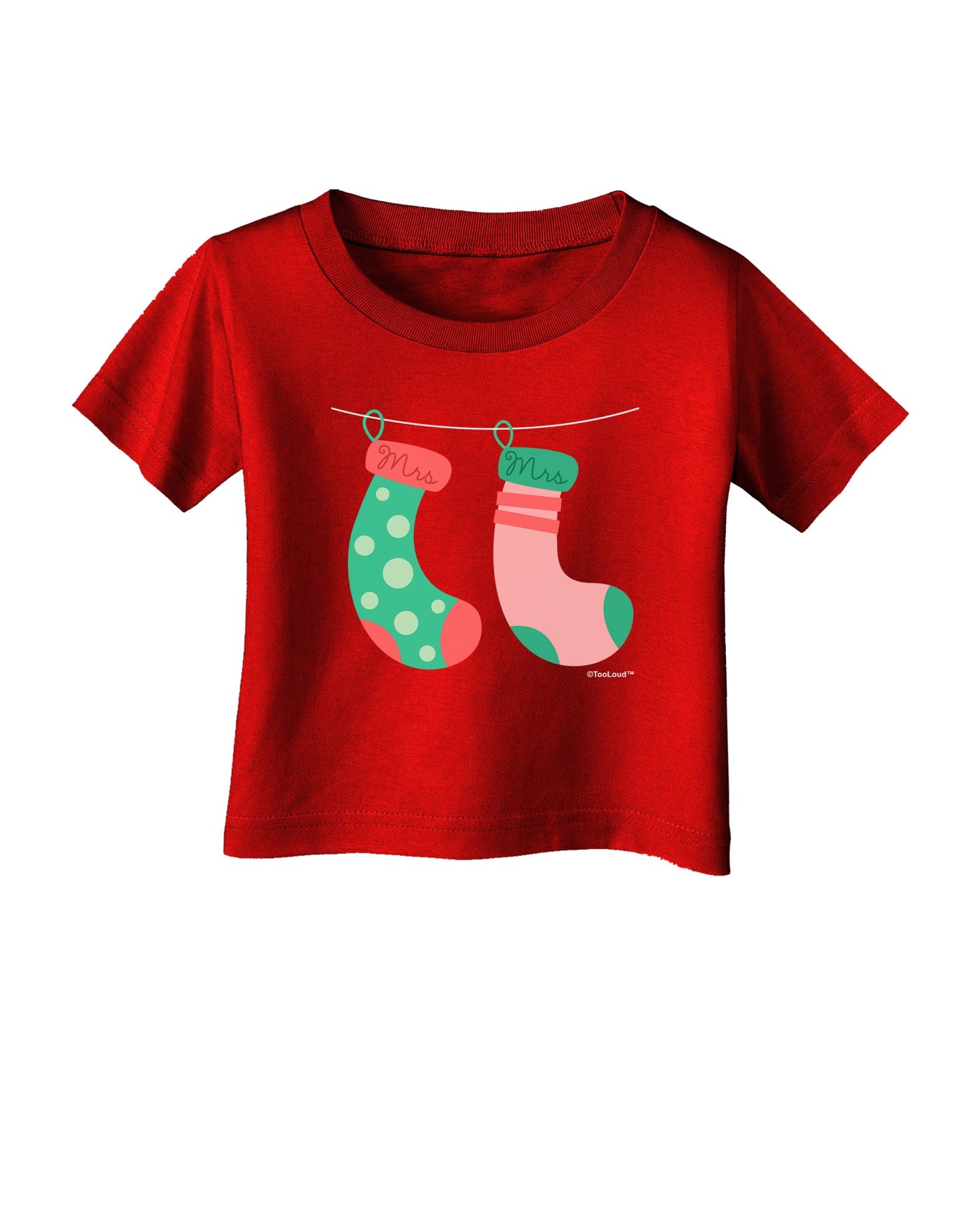 Cute Mrs and Mrs Christmas Couple Stockings Infant T-Shirt Dark by TooLoud-Infant T-Shirt-TooLoud-Clover-Green-06-Months-Davson Sales