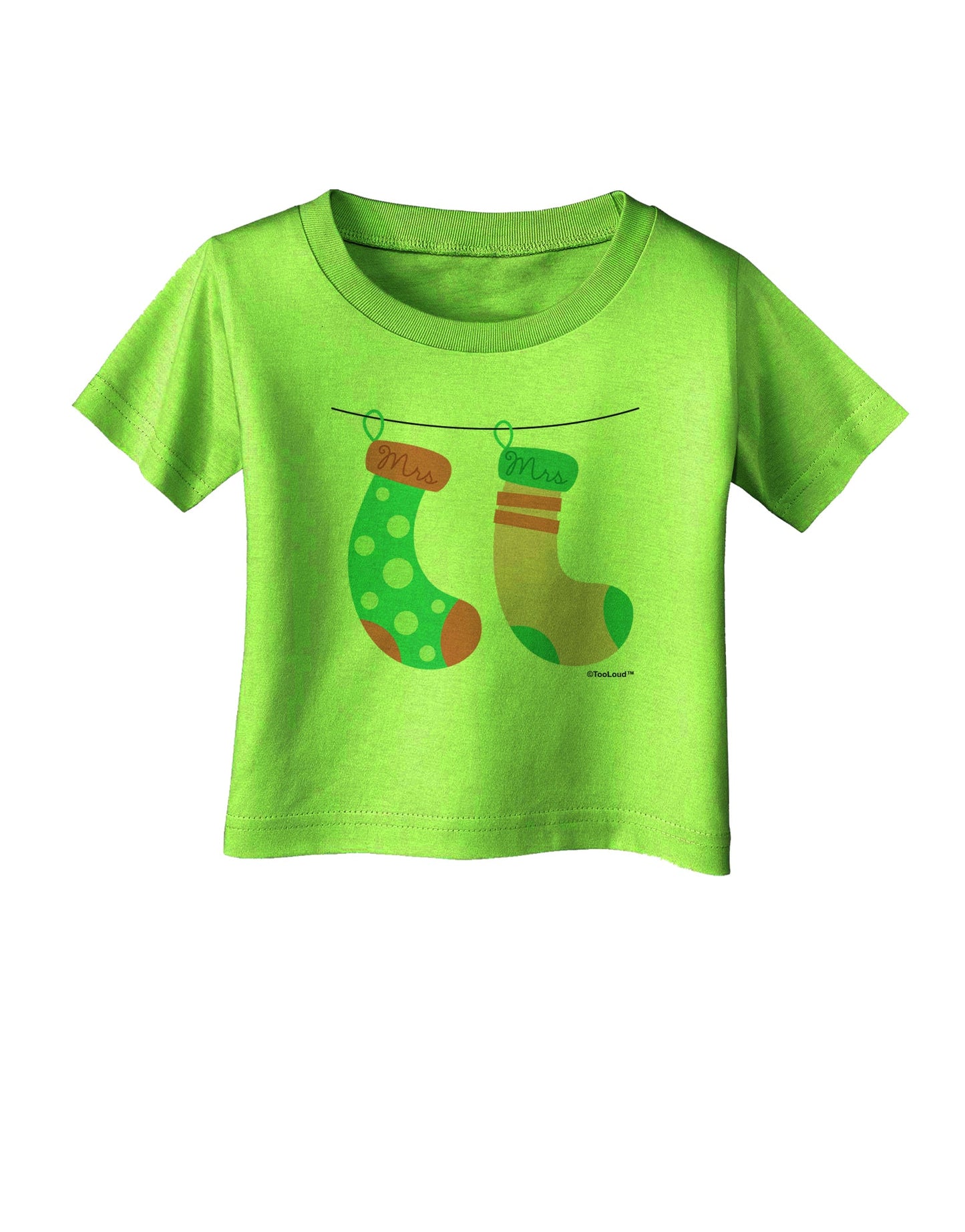 Cute Mrs and Mrs Christmas Couple Stockings Infant T-Shirt by TooLoud-Infant T-Shirt-TooLoud-Lime-Green-06-Months-Davson Sales