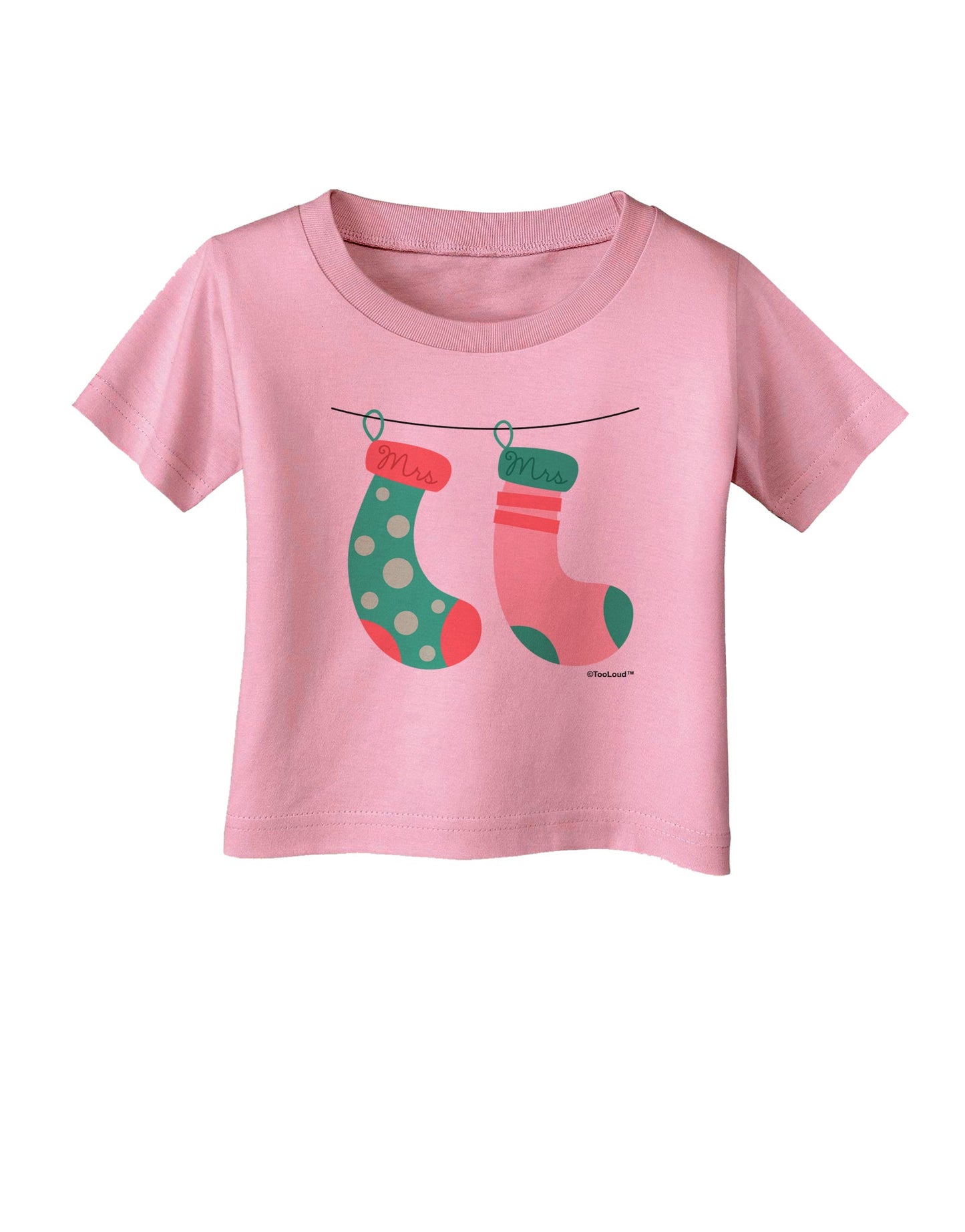 Cute Mrs and Mrs Christmas Couple Stockings Infant T-Shirt by TooLoud-Infant T-Shirt-TooLoud-Candy-Pink-06-Months-Davson Sales