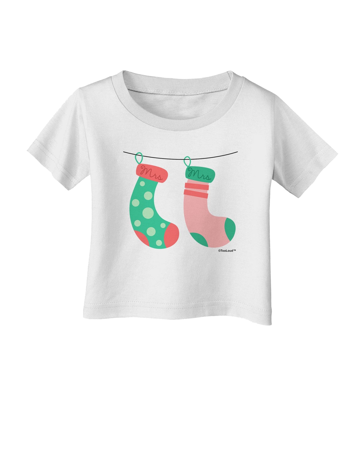 Cute Mrs and Mrs Christmas Couple Stockings Infant T-Shirt by TooLoud-Infant T-Shirt-TooLoud-White-06-Months-Davson Sales