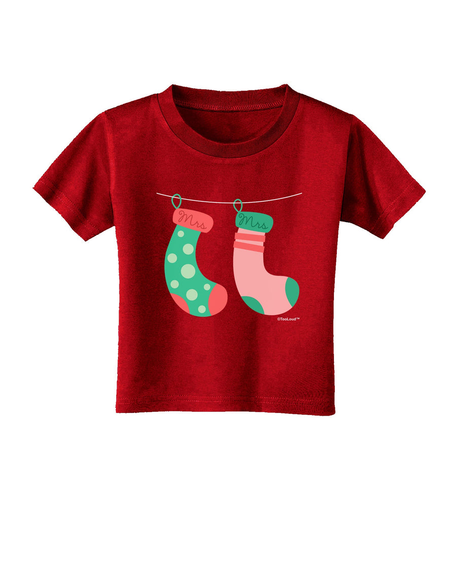 Cute Mrs and Mrs Christmas Couple Stockings Toddler T-Shirt Dark by TooLoud-Toddler T-Shirt-TooLoud-Black-2T-Davson Sales