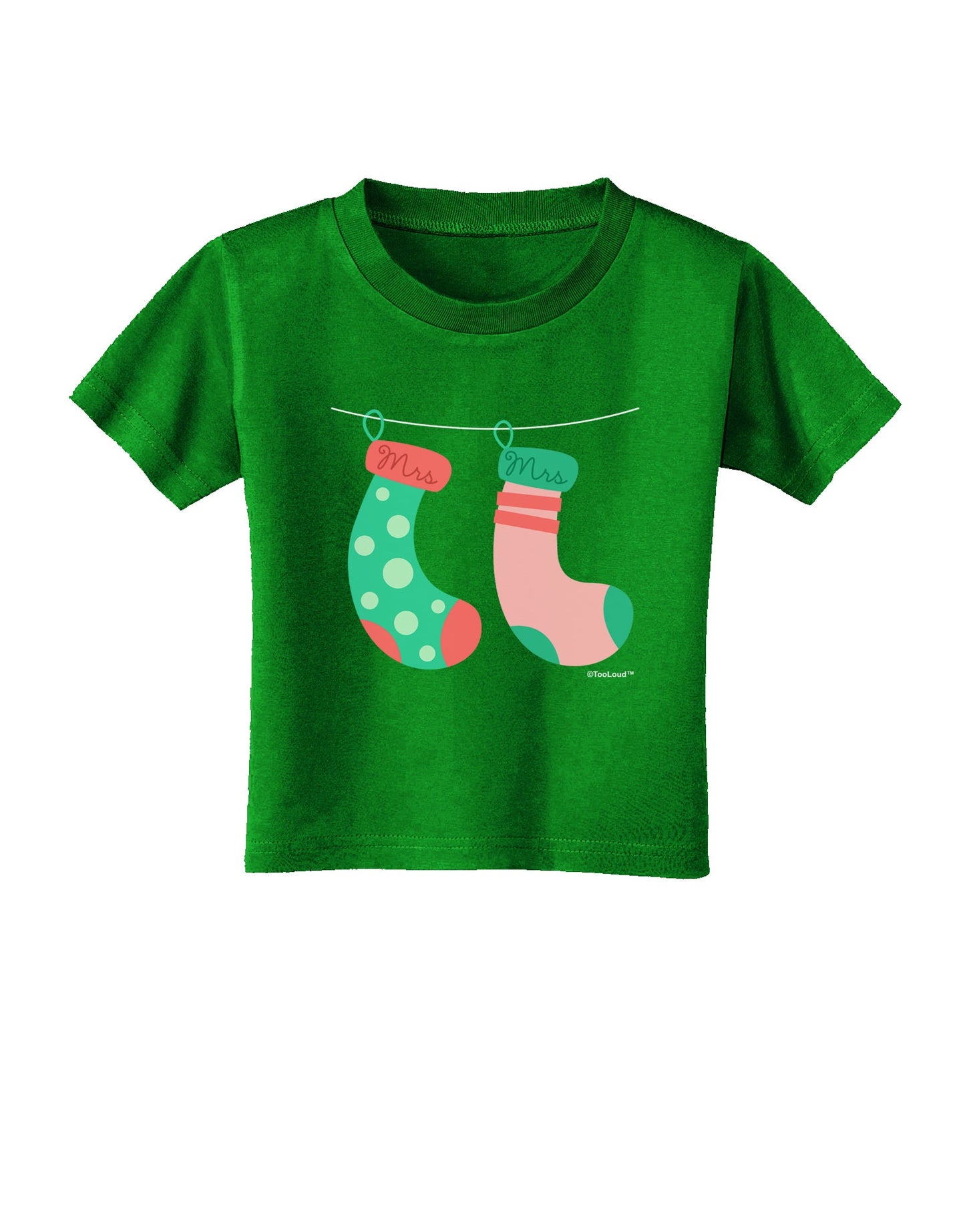 Cute Mrs and Mrs Christmas Couple Stockings Toddler T-Shirt Dark by TooLoud-Toddler T-Shirt-TooLoud-Royal-Blue-2T-Davson Sales