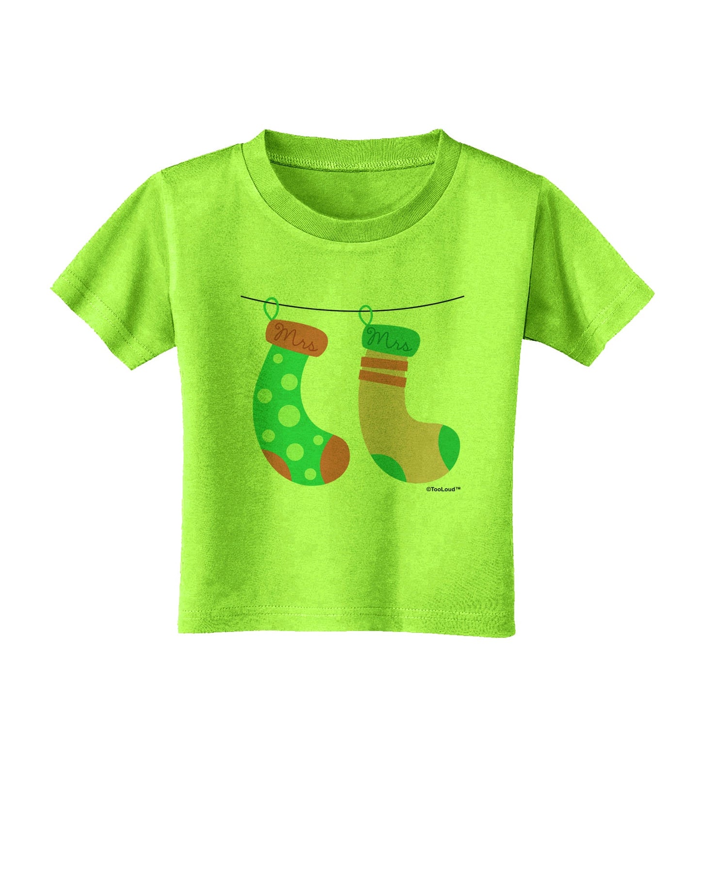 Cute Mrs and Mrs Christmas Couple Stockings Toddler T-Shirt by TooLoud-Toddler T-Shirt-TooLoud-Lime-Green-2T-Davson Sales