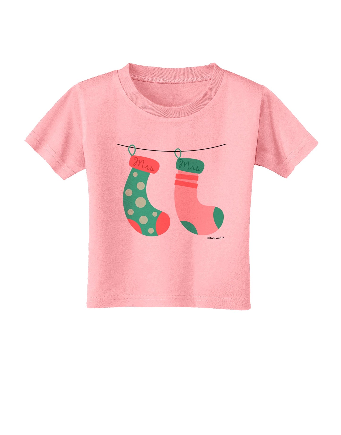 Cute Mrs and Mrs Christmas Couple Stockings Toddler T-Shirt by TooLoud-Toddler T-Shirt-TooLoud-Candy-Pink-2T-Davson Sales