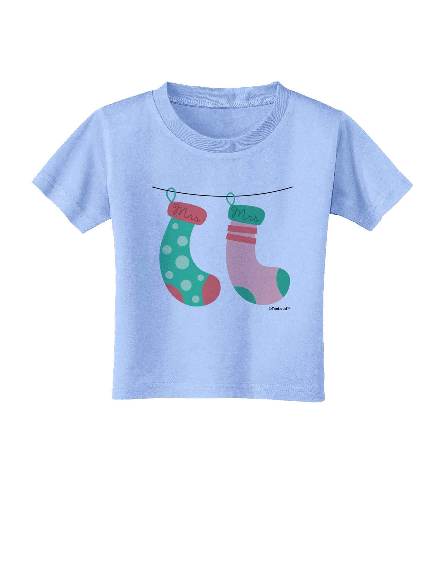 Cute Mrs and Mrs Christmas Couple Stockings Toddler T-Shirt by TooLoud-Toddler T-Shirt-TooLoud-Aquatic-Blue-2T-Davson Sales