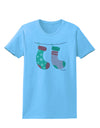 Cute Mrs and Mrs Christmas Couple Stockings Womens T-Shirt by TooLoud-Womens T-Shirt-TooLoud-Aquatic-Blue-X-Small-Davson Sales