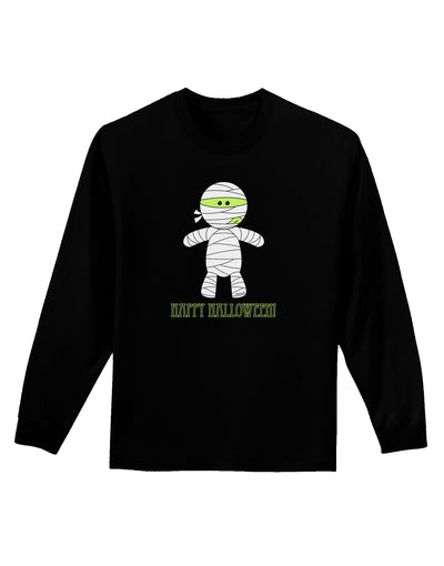 Cute Mummy Happy Halloween Adult Long Sleeve Dark T-Shirt-TooLoud-Black-Small-Davson Sales