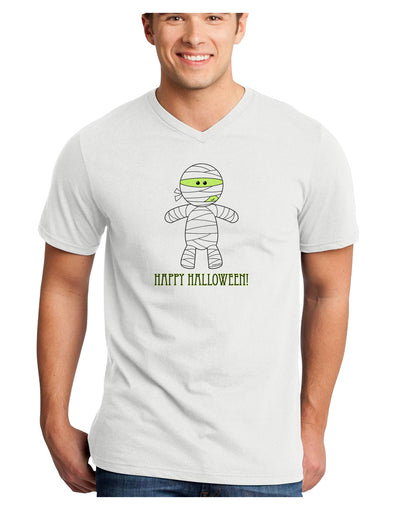 Cute Mummy Happy Halloween Adult V-Neck T-shirt-Mens V-Neck T-Shirt-TooLoud-White-Small-Davson Sales