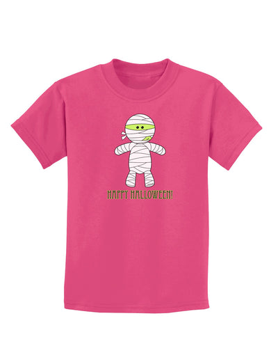 Cute Mummy Happy Halloween Childrens Dark T-Shirt-Childrens T-Shirt-TooLoud-Sangria-X-Small-Davson Sales