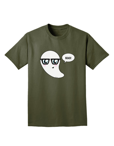 Cute Nerd Ghost Boo Halloween Adult Dark T-Shirt-Mens T-Shirt-TooLoud-Military-Green-Small-Davson Sales