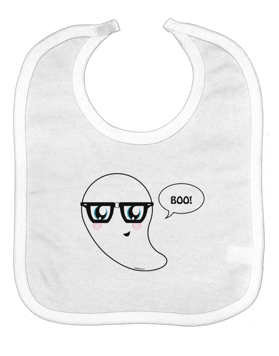 Cute Nerd Ghost Boo Halloween Baby Bib