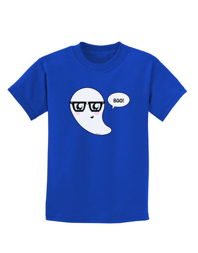 Cute Nerd Ghost Boo Halloween Childrens Dark T-Shirt-Childrens T-Shirt-TooLoud-Royal-Blue-X-Small-Davson Sales