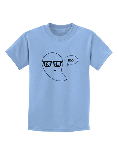 Cute Nerd Ghost Boo Halloween Childrens T-Shirt-Childrens T-Shirt-TooLoud-Light-Blue-X-Small-Davson Sales