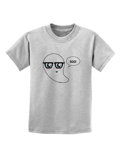 Cute Nerd Ghost Boo Halloween Childrens T-Shirt-Childrens T-Shirt-TooLoud-AshGray-X-Small-Davson Sales