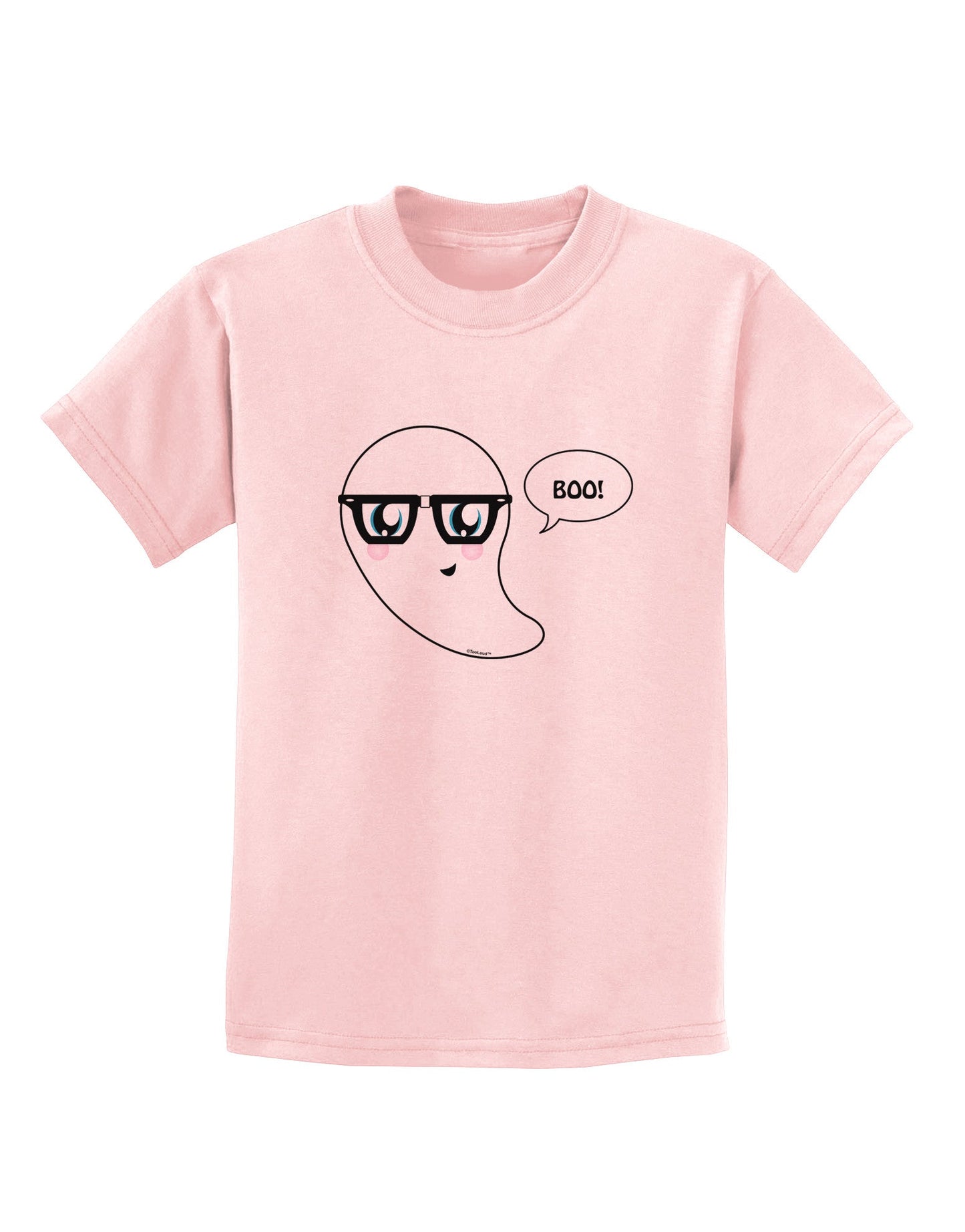 Cute Nerd Ghost Boo Halloween Childrens T-Shirt-Childrens T-Shirt-TooLoud-PalePink-X-Small-Davson Sales