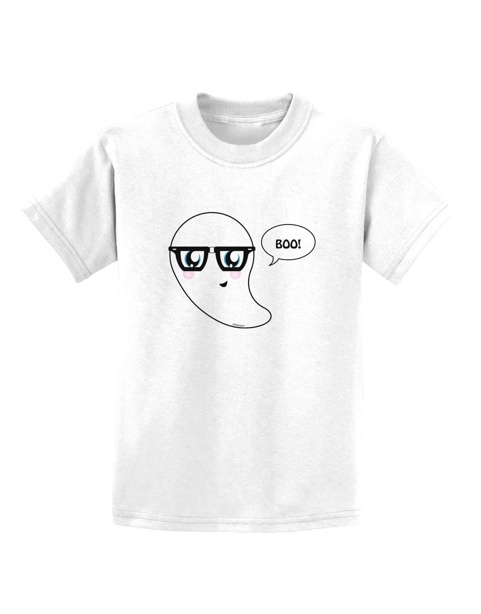 Cute Nerd Ghost Boo Halloween Childrens T-Shirt-Childrens T-Shirt-TooLoud-White-X-Small-Davson Sales