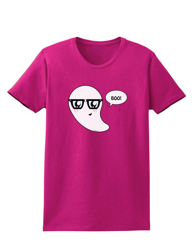 Cute Nerd Ghost Boo Halloween Womens Dark T-Shirt-TooLoud-Hot-Pink-Small-Davson Sales