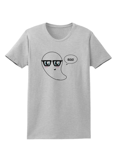 Cute Nerd Ghost Boo Halloween Womens T-Shirt-Womens T-Shirt-TooLoud-AshGray-X-Small-Davson Sales