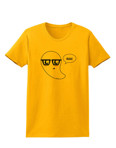 Cute Nerd Ghost Boo Halloween Womens T-Shirt-Womens T-Shirt-TooLoud-Gold-X-Small-Davson Sales