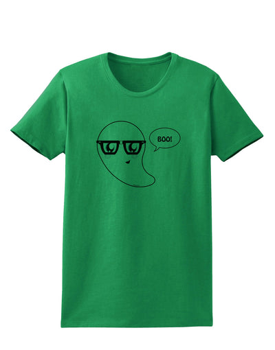 Cute Nerd Ghost Boo Halloween Womens T-Shirt-Womens T-Shirt-TooLoud-Kelly-Green-X-Small-Davson Sales