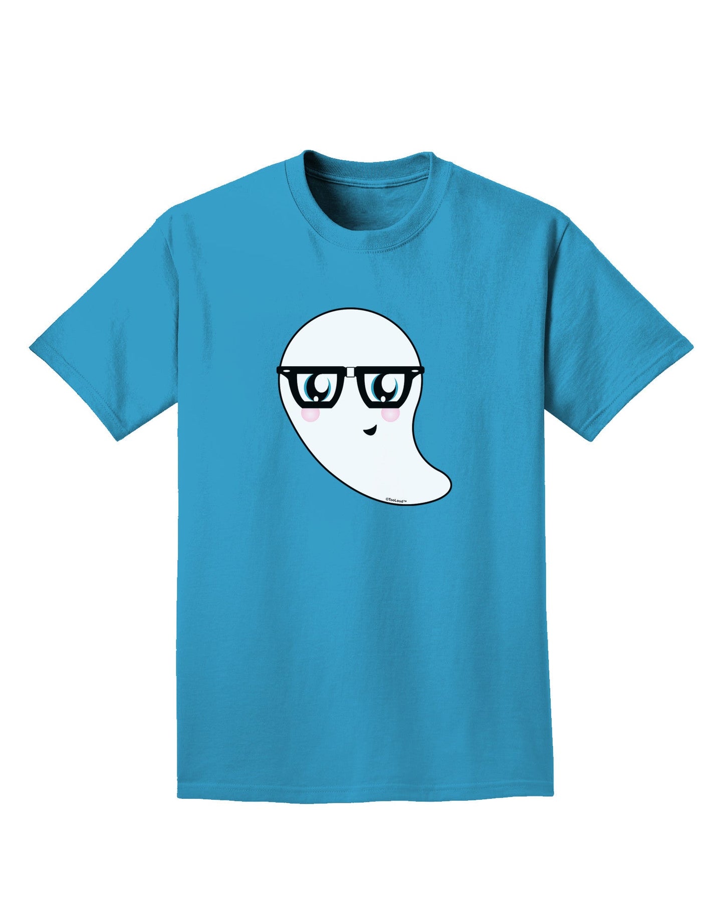 Cute Nerd Ghost Halloween Adult Dark T-Shirt-Mens T-Shirt-TooLoud-Turquoise-Small-Davson Sales