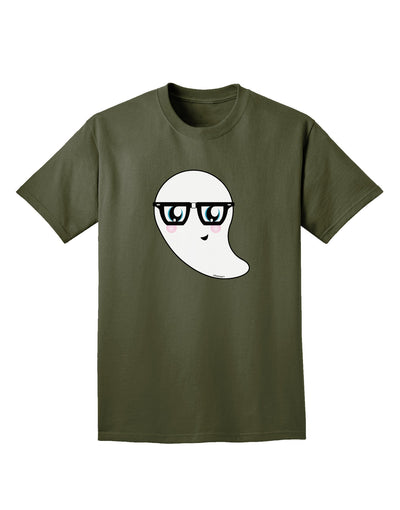 Cute Nerd Ghost Halloween Adult Dark T-Shirt-Mens T-Shirt-TooLoud-Military-Green-Small-Davson Sales