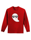 Cute Nerd Ghost Halloween Adult Long Sleeve Dark T-Shirt-TooLoud-Red-Small-Davson Sales