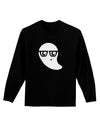 Cute Nerd Ghost Halloween Adult Long Sleeve Dark T-Shirt-TooLoud-Black-Small-Davson Sales