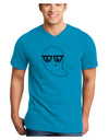 Cute Nerd Ghost Halloween Adult V-Neck T-shirt-Mens V-Neck T-Shirt-TooLoud-Turquoise-Small-Davson Sales