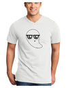 Cute Nerd Ghost Halloween Adult V-Neck T-shirt-Mens V-Neck T-Shirt-TooLoud-White-Small-Davson Sales