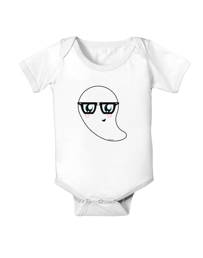 Cute Nerd Ghost Halloween Baby Romper Bodysuit-Baby Romper-TooLoud-White-06-Months-Davson Sales