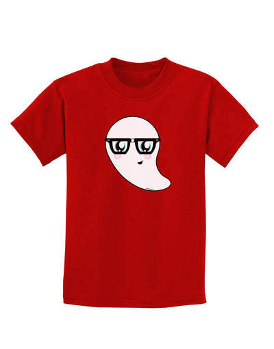 Cute Nerd Ghost Halloween Childrens Dark T-Shirt-Childrens T-Shirt-TooLoud-Red-X-Small-Davson Sales