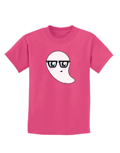 Cute Nerd Ghost Halloween Childrens Dark T-Shirt-Childrens T-Shirt-TooLoud-Sangria-X-Small-Davson Sales