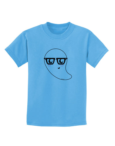 Cute Nerd Ghost Halloween Childrens T-Shirt-Childrens T-Shirt-TooLoud-Aquatic-Blue-X-Small-Davson Sales