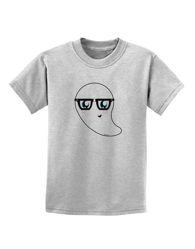 Cute Nerd Ghost Halloween Childrens T-Shirt-Childrens T-Shirt-TooLoud-AshGray-X-Small-Davson Sales