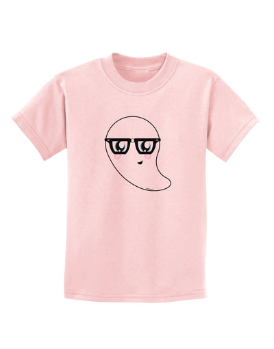 Cute Nerd Ghost Halloween Childrens T-Shirt-Childrens T-Shirt-TooLoud-PalePink-X-Small-Davson Sales