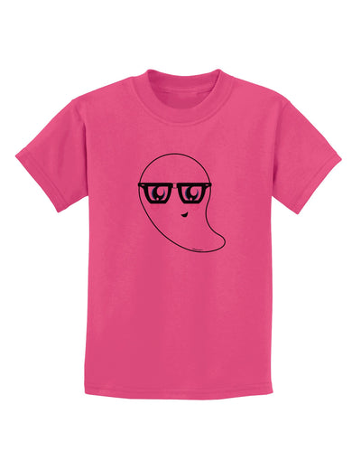 Cute Nerd Ghost Halloween Childrens T-Shirt-Childrens T-Shirt-TooLoud-Sangria-X-Small-Davson Sales