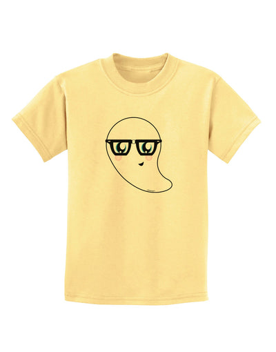 Cute Nerd Ghost Halloween Childrens T-Shirt-Childrens T-Shirt-TooLoud-Daffodil-Yellow-X-Small-Davson Sales