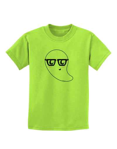 Cute Nerd Ghost Halloween Childrens T-Shirt-Childrens T-Shirt-TooLoud-Lime-Green-X-Small-Davson Sales